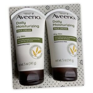 Aveeno Daily Moisturizing Face Cream For Dry Skin, 2 Count, 5 OZ. Each